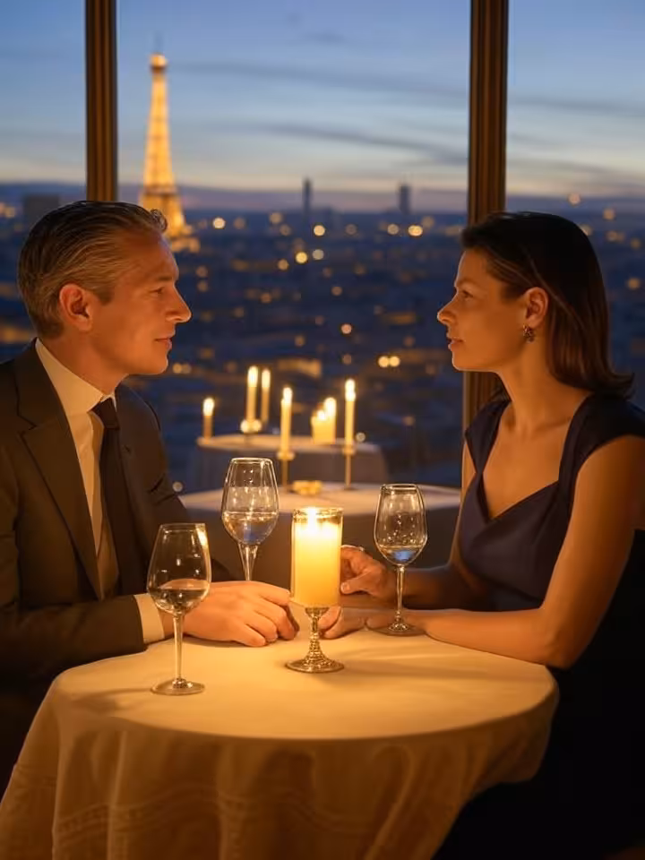 Cena sofisticada en París ilustrando diferencias culturales en sugar dating