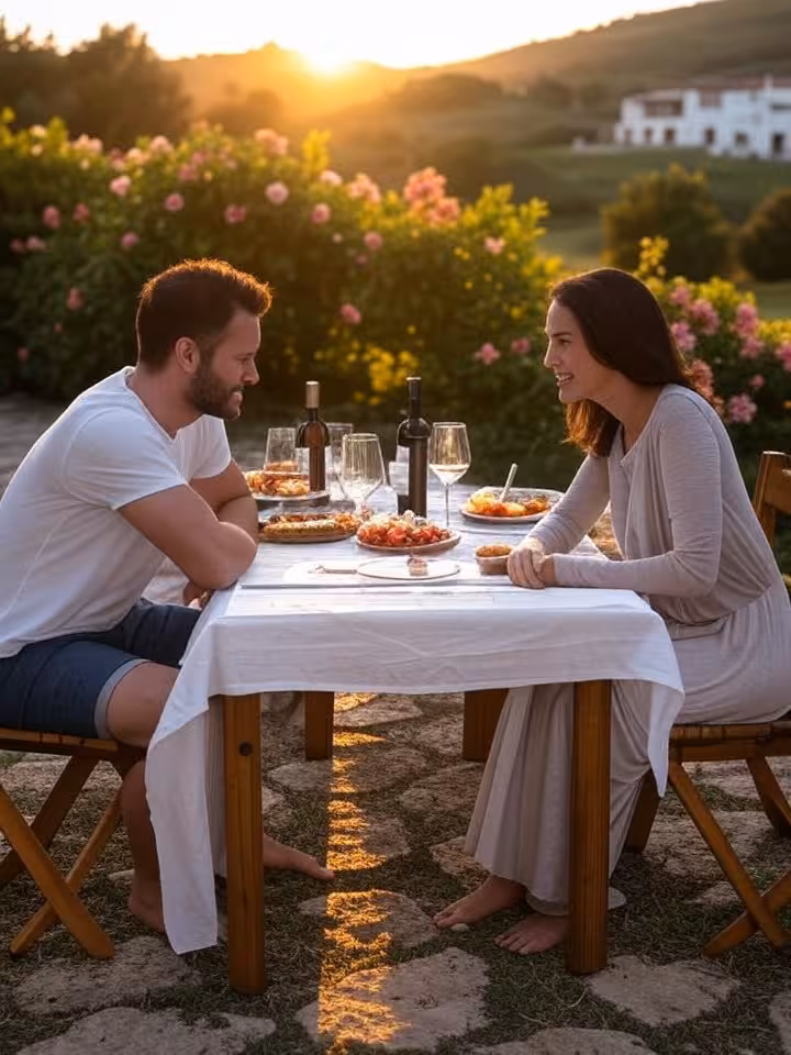 Escapada romántica económica en parador español con picnic al atardecer