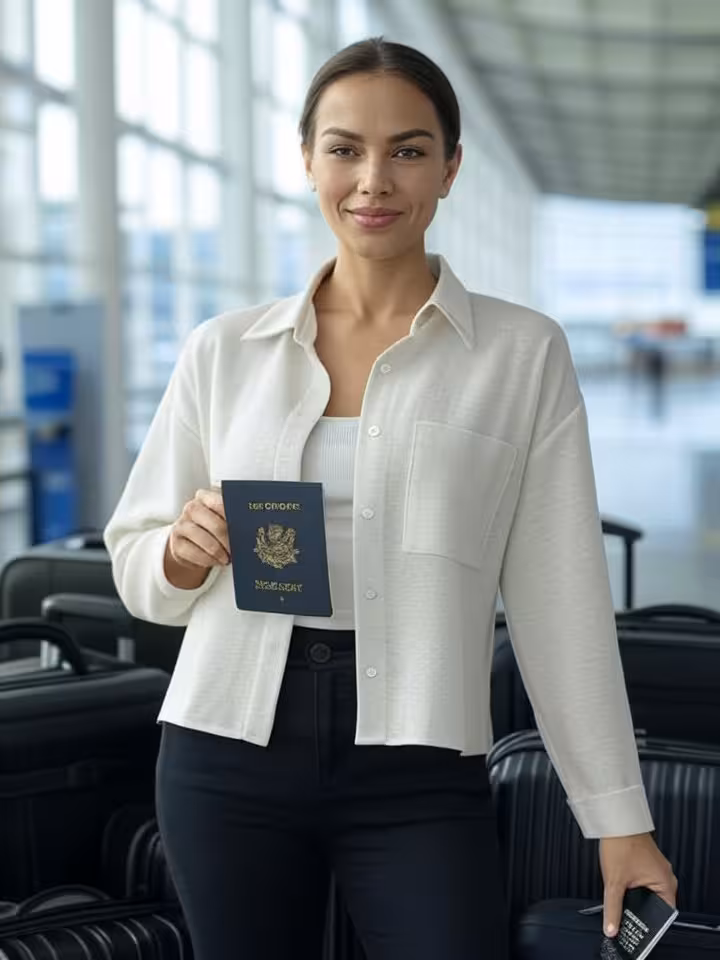 Sugar baby aventurera en aeropuerto lista para viajar, estilo cosmopolita y elegante