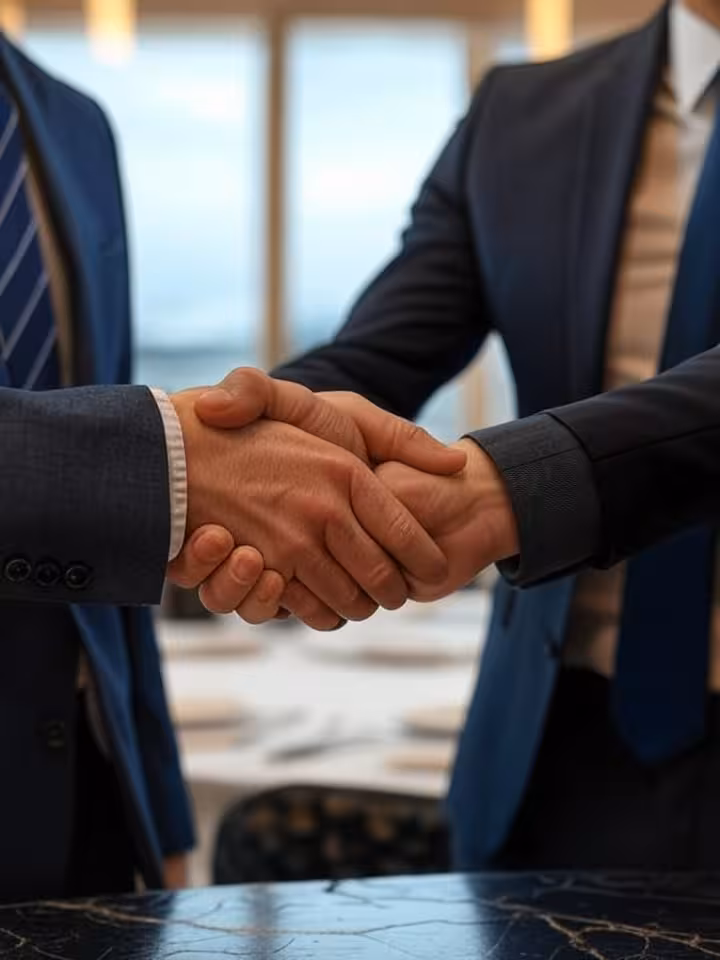 Acuerdo exitoso entre sugar daddy y sugar baby sellado con apretón de manos